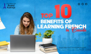 Student studying online showing the top benefits of learning French in Canada