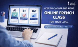 Choosing the right online French class for your level with A1 beginner, B1 intermediate, and B2 advanced options