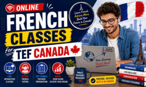 Student attending online French classes for TEF Canada exam preparation and immigration goals