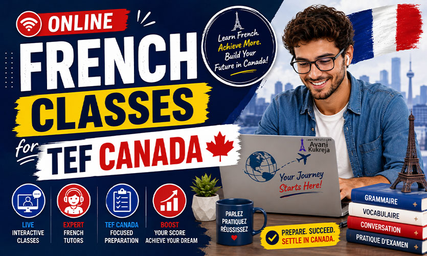 Student attending online French classes for TEF Canada exam preparation and immigration goals