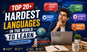Top 20 hardest languages in the world to learn including Mandarin Chinese, Arabic, Japanese, Korean, and Cantonese