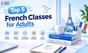 French classes for adults with small batches, expert trainers, conversation practice, and flexible schedules